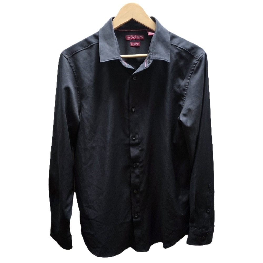 Axist Button Down Shirt Men's Size S Black Long Sleeve Stretch